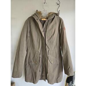 Hollister Women's Medium Olive Green Military Parka/Jacket - Faux Fur Lined Hood
